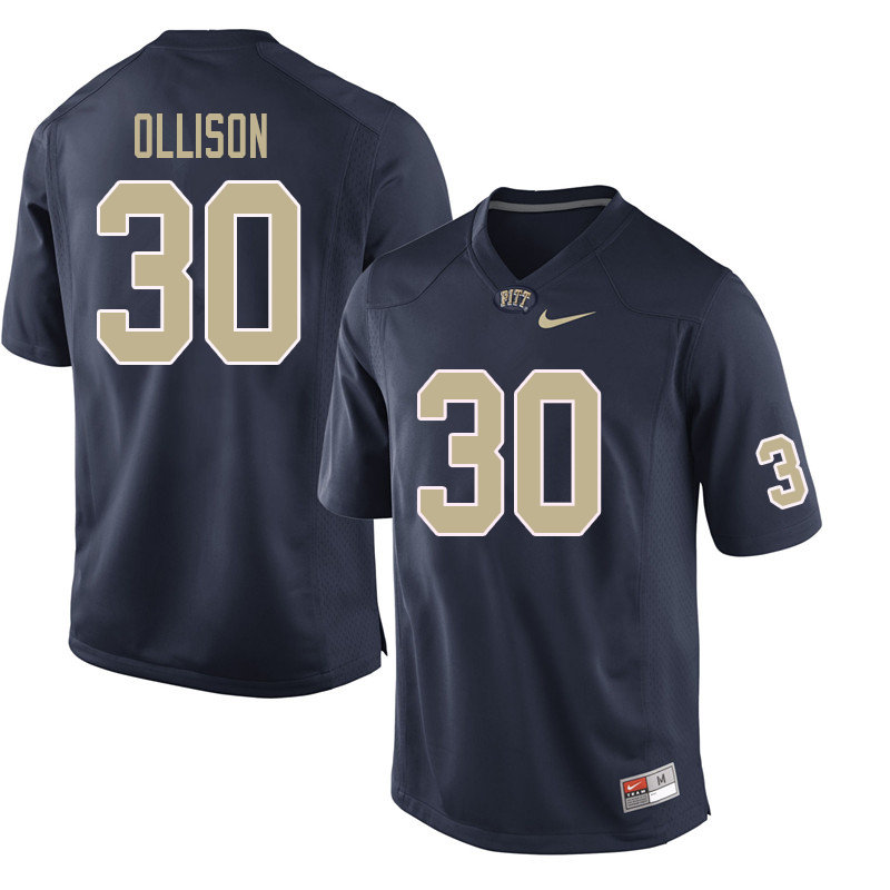 Men #30 Qadree Ollison Pittsburgh Panthers College Football Jerseys Sale-Navy